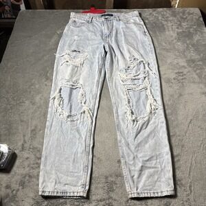 Aeropostale Women's Mom‎ Jeans Size 8 Light Wash Distressed Ripped Denim